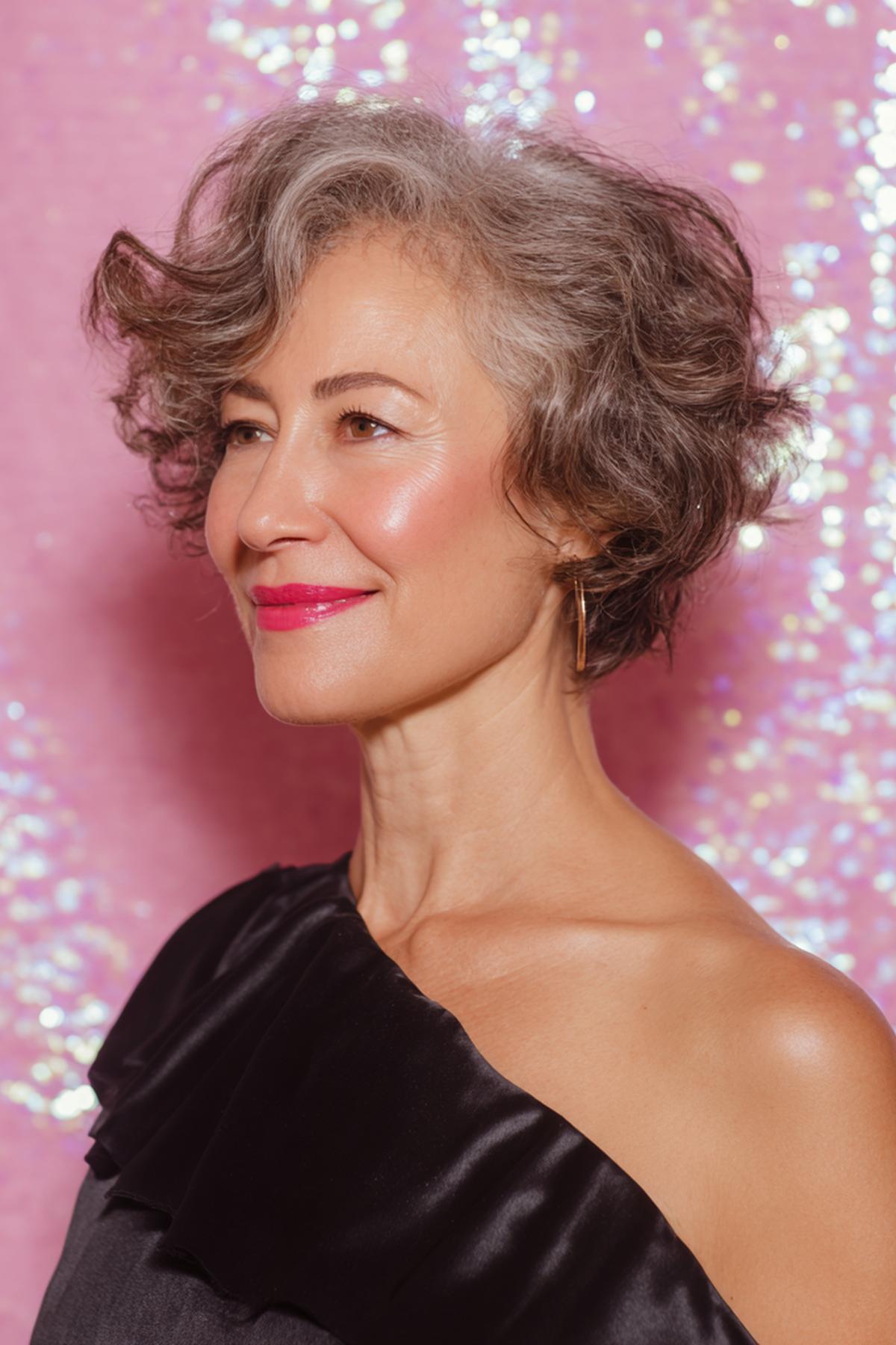 Zilvergrijze Korte Krullen