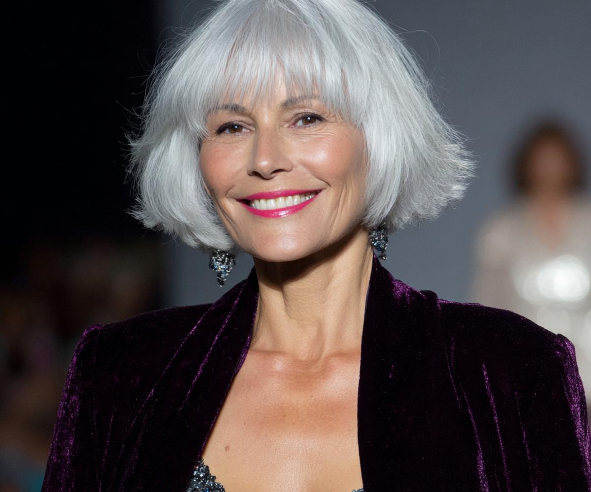 Zilvergrijs Bobkapsel Met Pony