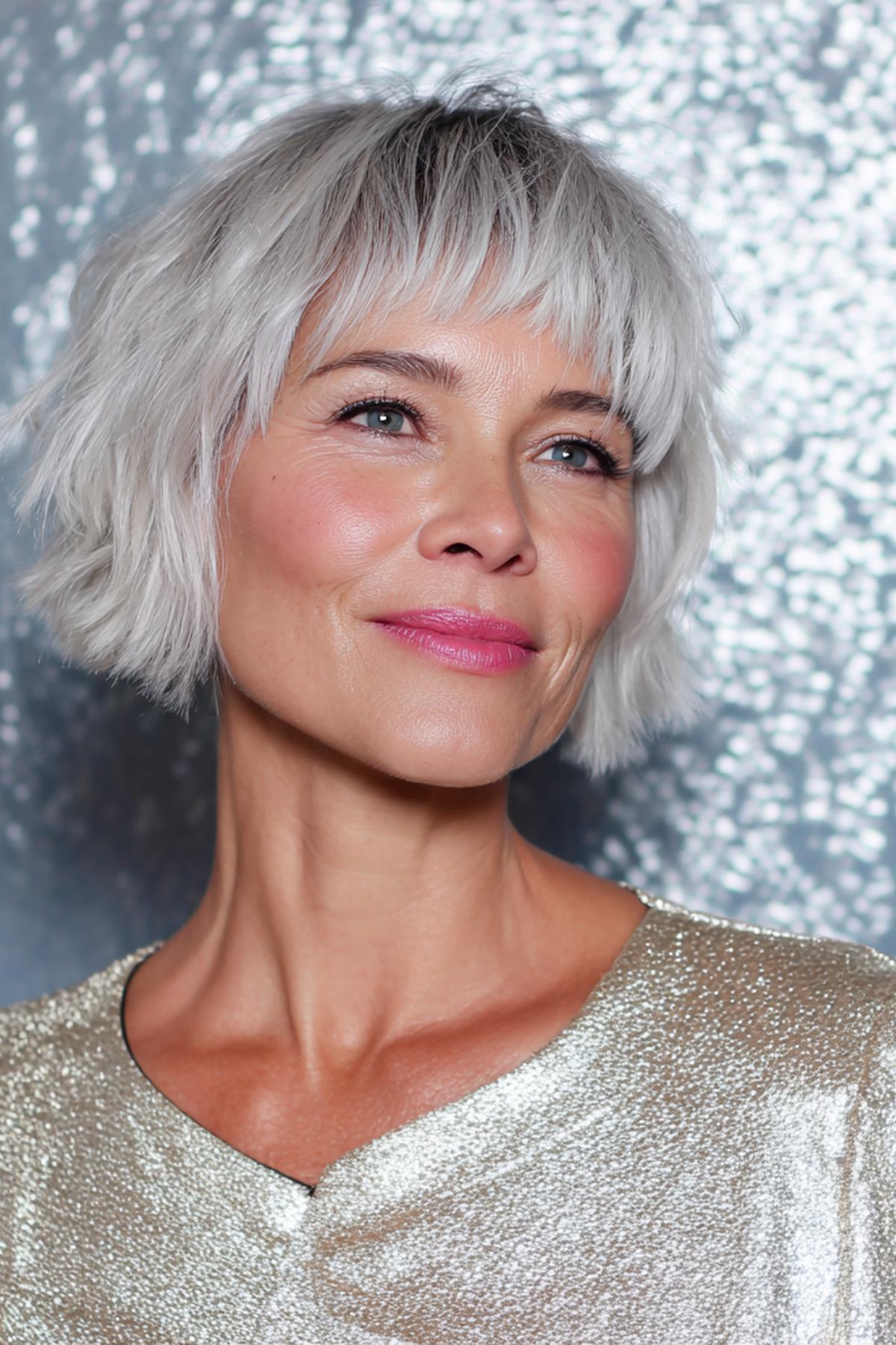 Zilvergrijze Golvende Bob Met Pony