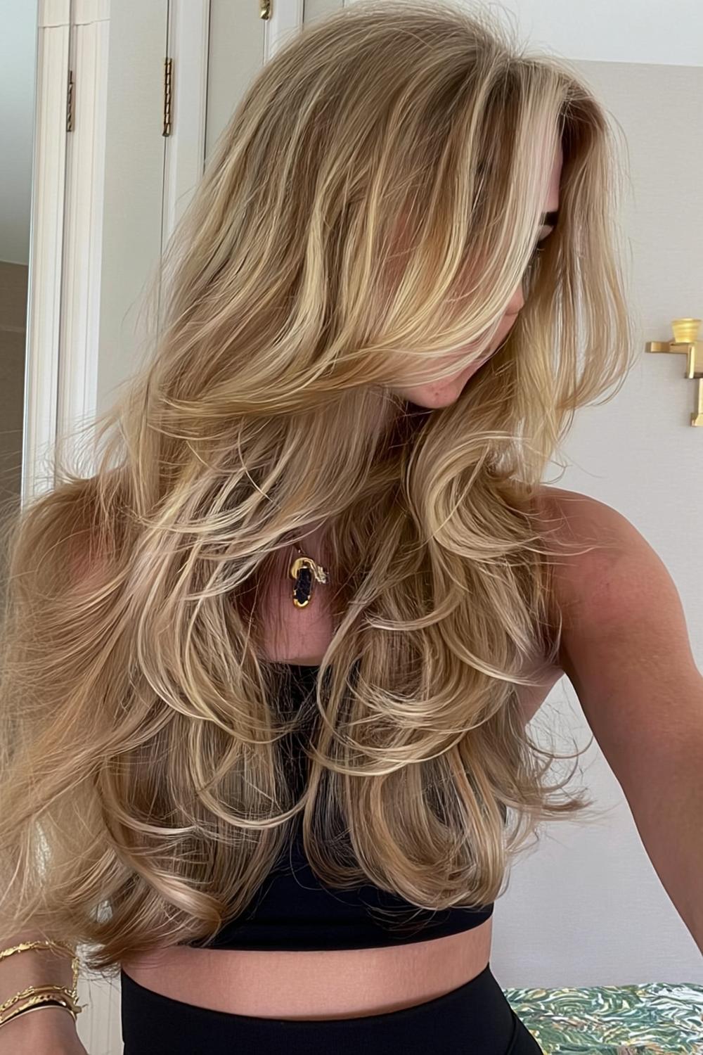 Blonde lob met laagjes