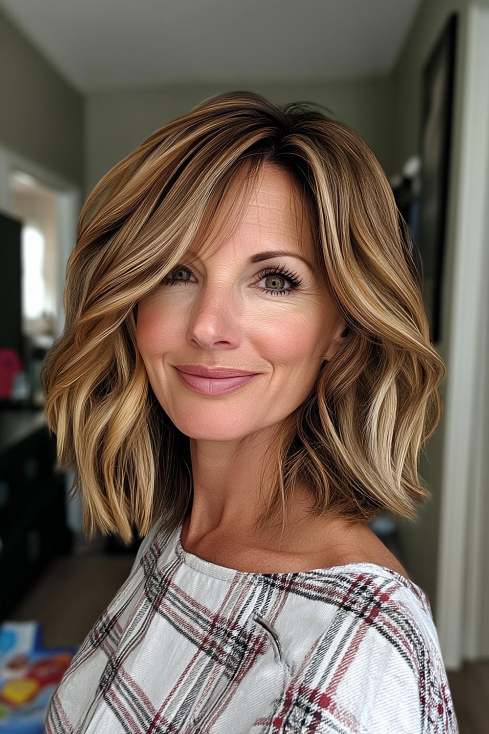 Zachte pony met golvend haar