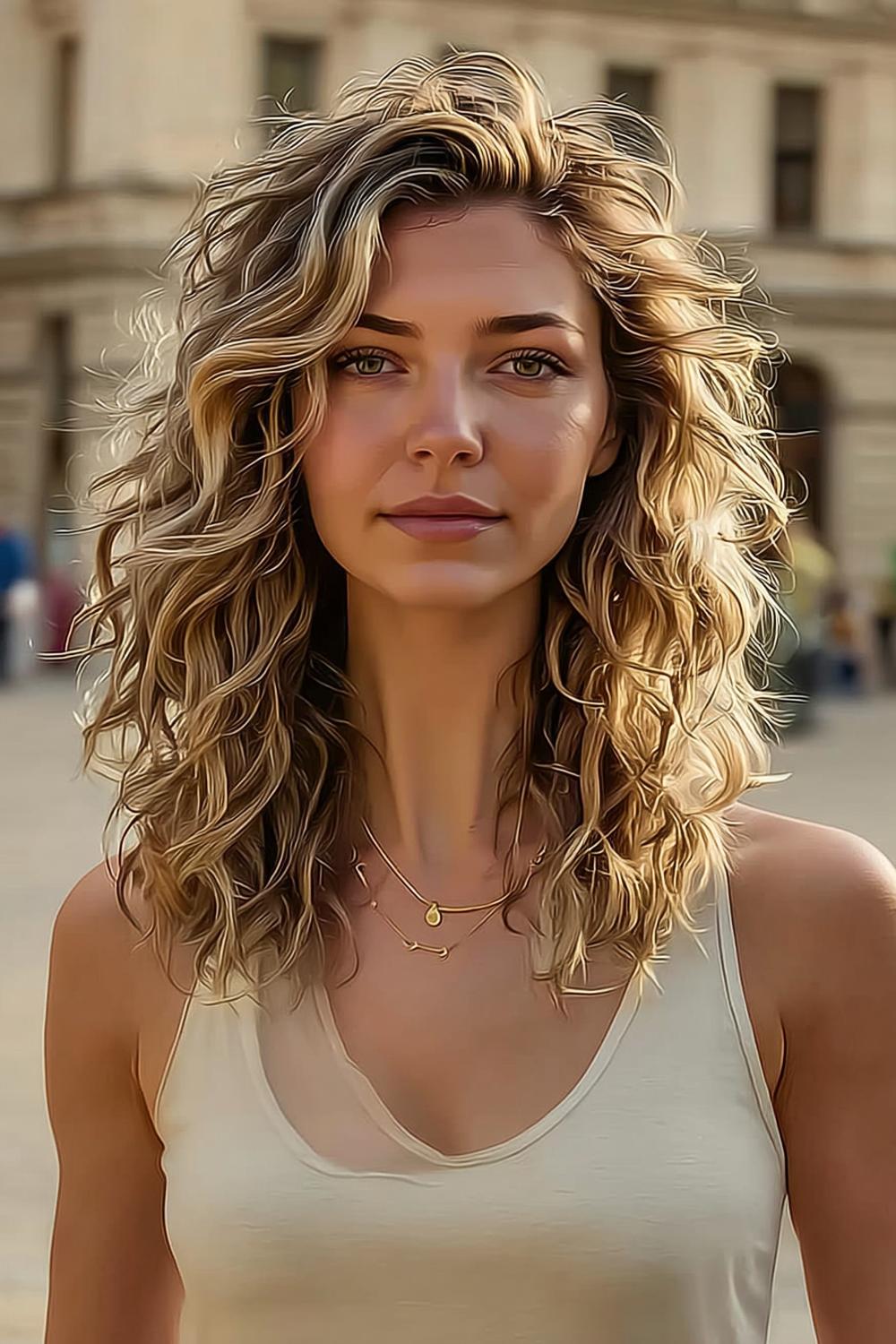 Blonde golven met pony