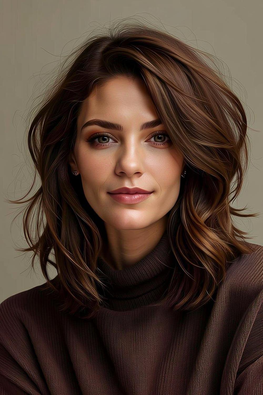 Bruine bob met highlights