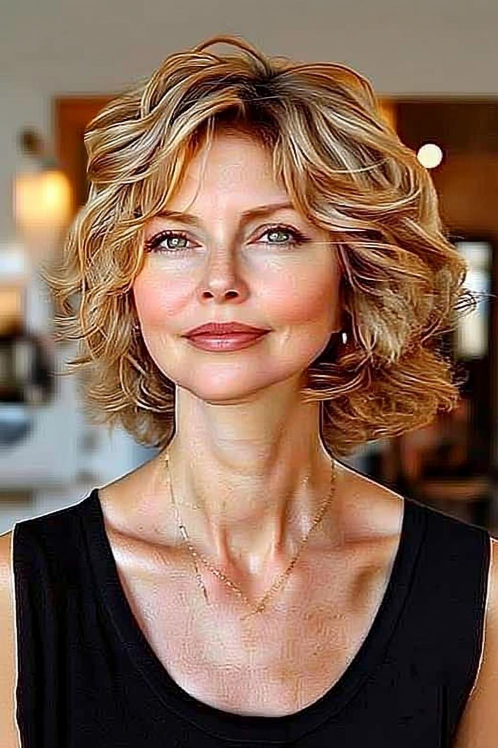 Korte blonde krullen