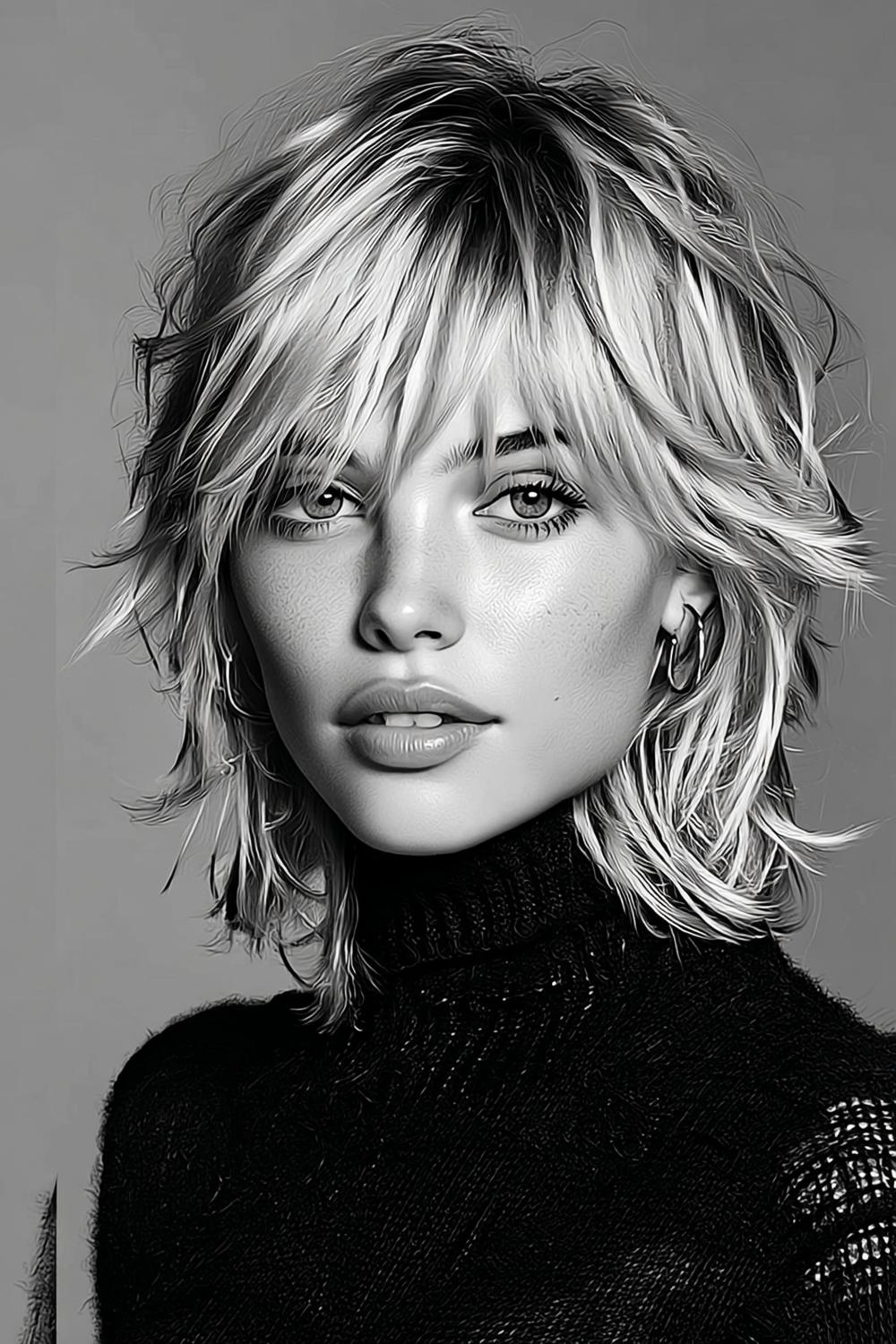 Korte Shag in Zwart-wit