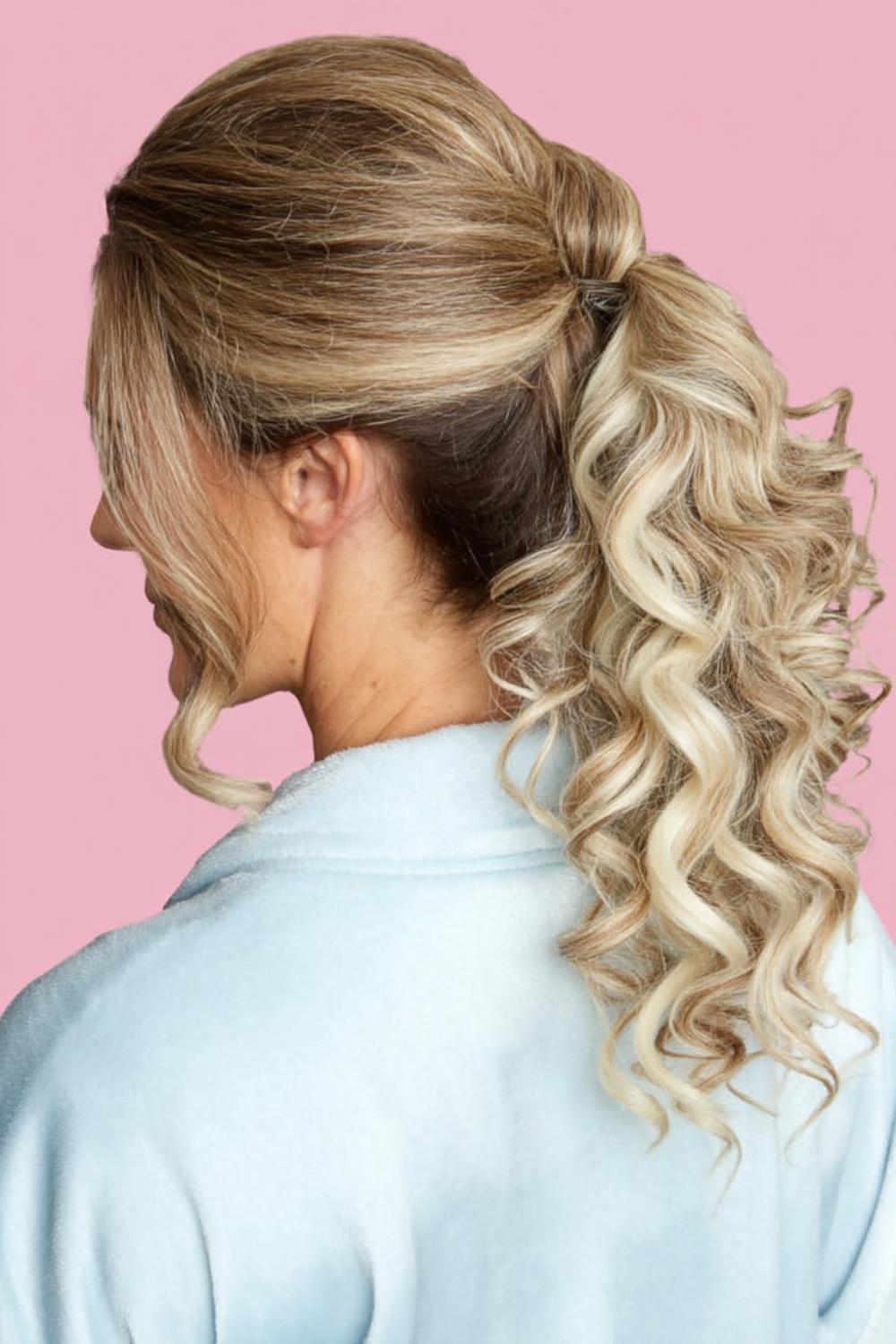 Elegante paardenstaart met krullen