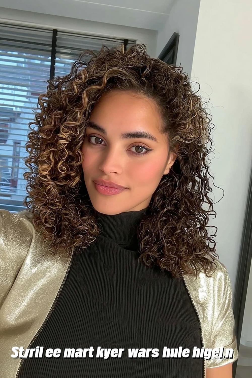 Moderne krullen met highlights