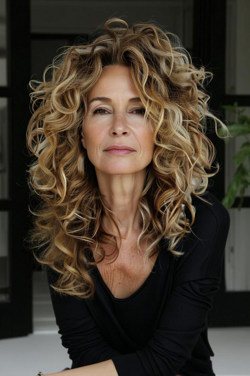 Volumineuze krullen met highlights