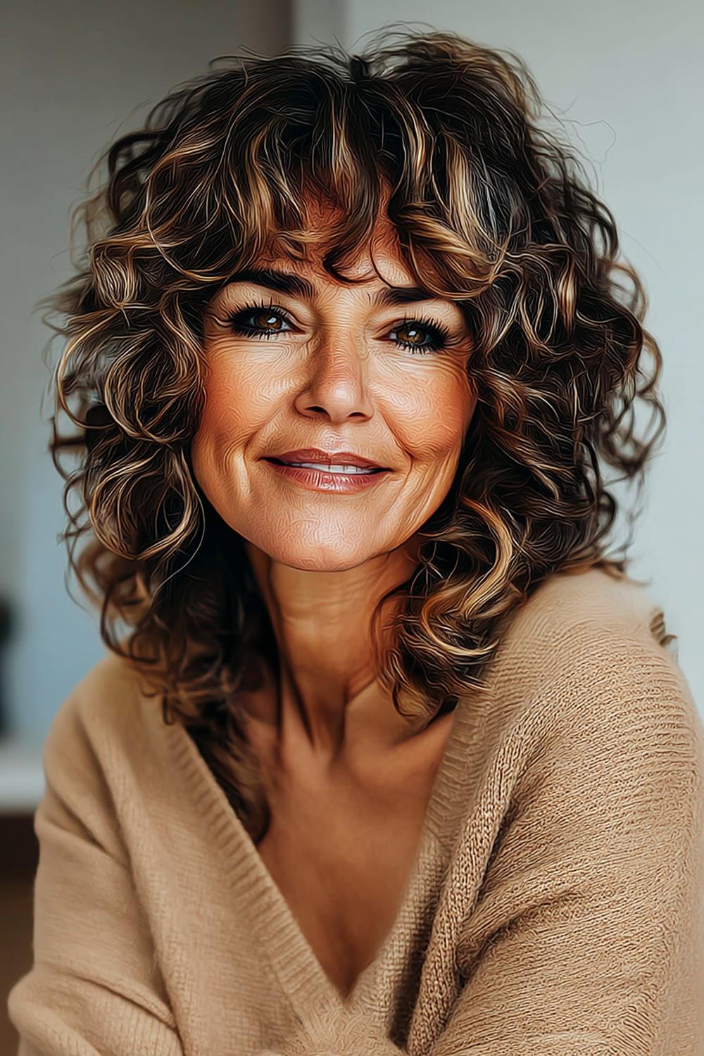 Warme krullen met highlights