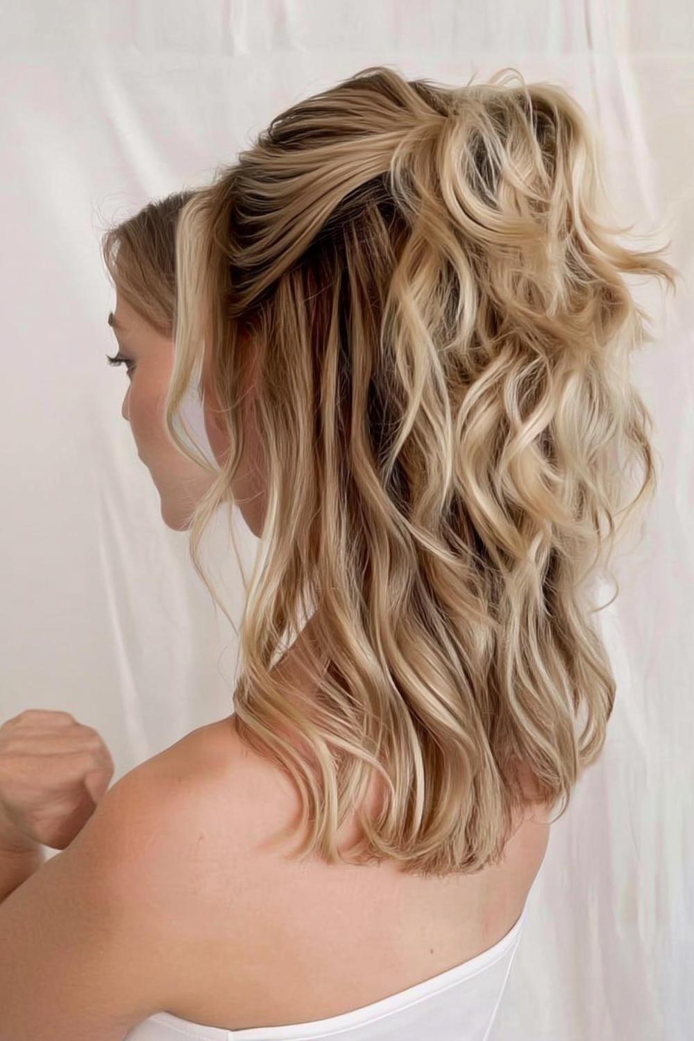 Krullende Halflange Textuur