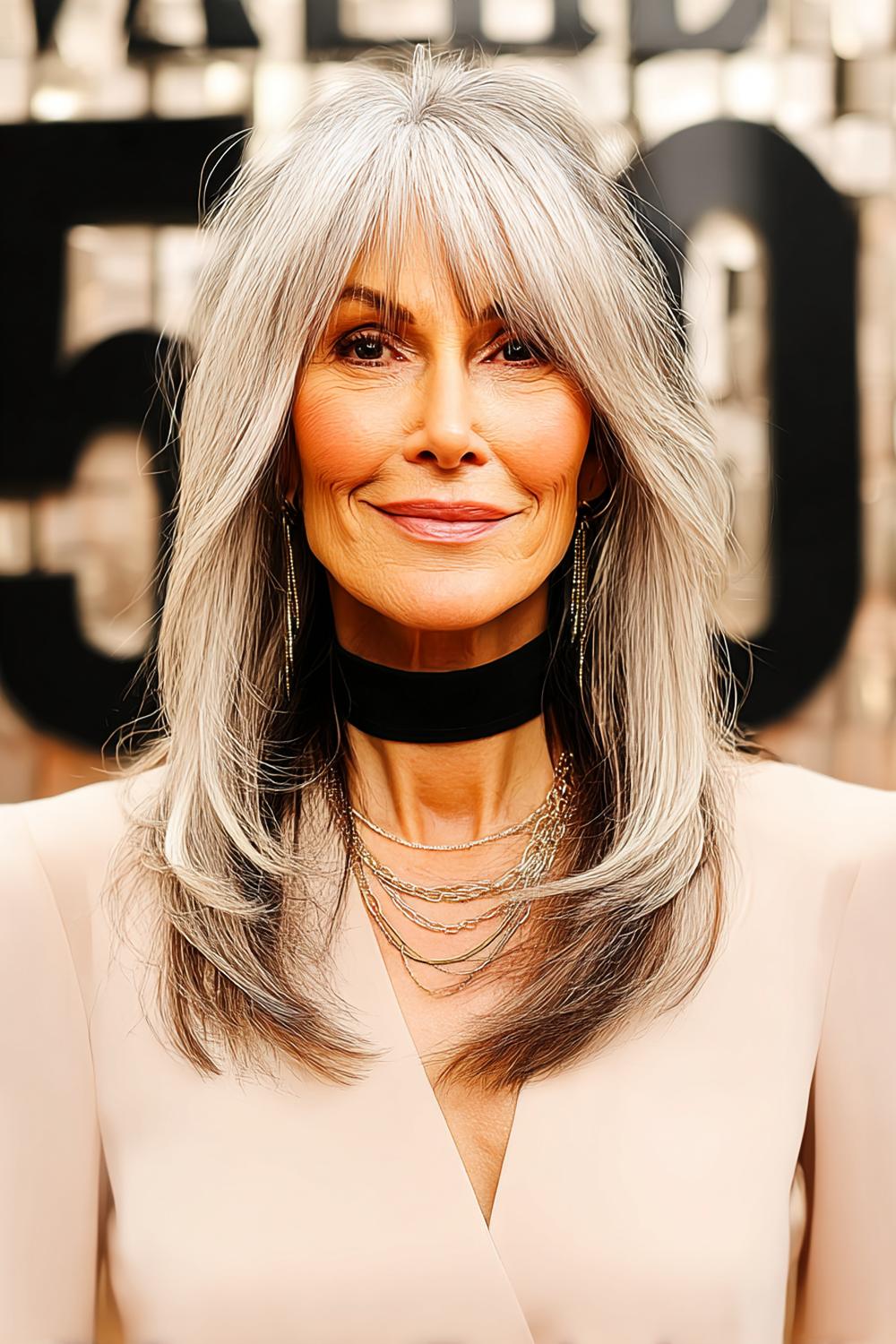 Gelaagde grijze coupe