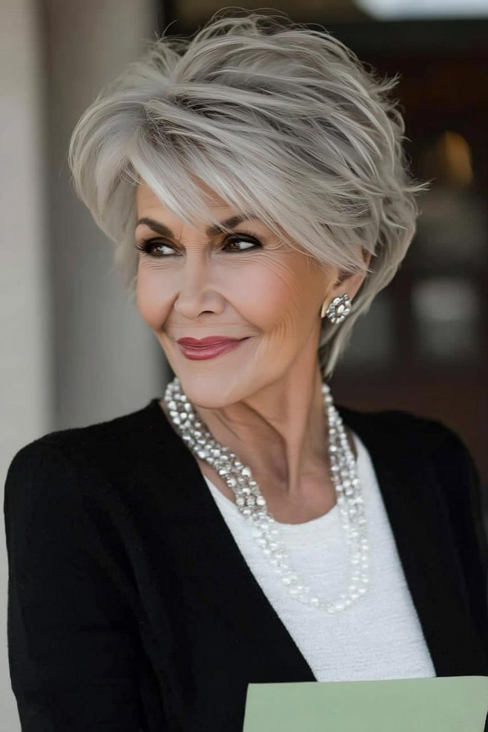 Stijlvolle grijze pixie