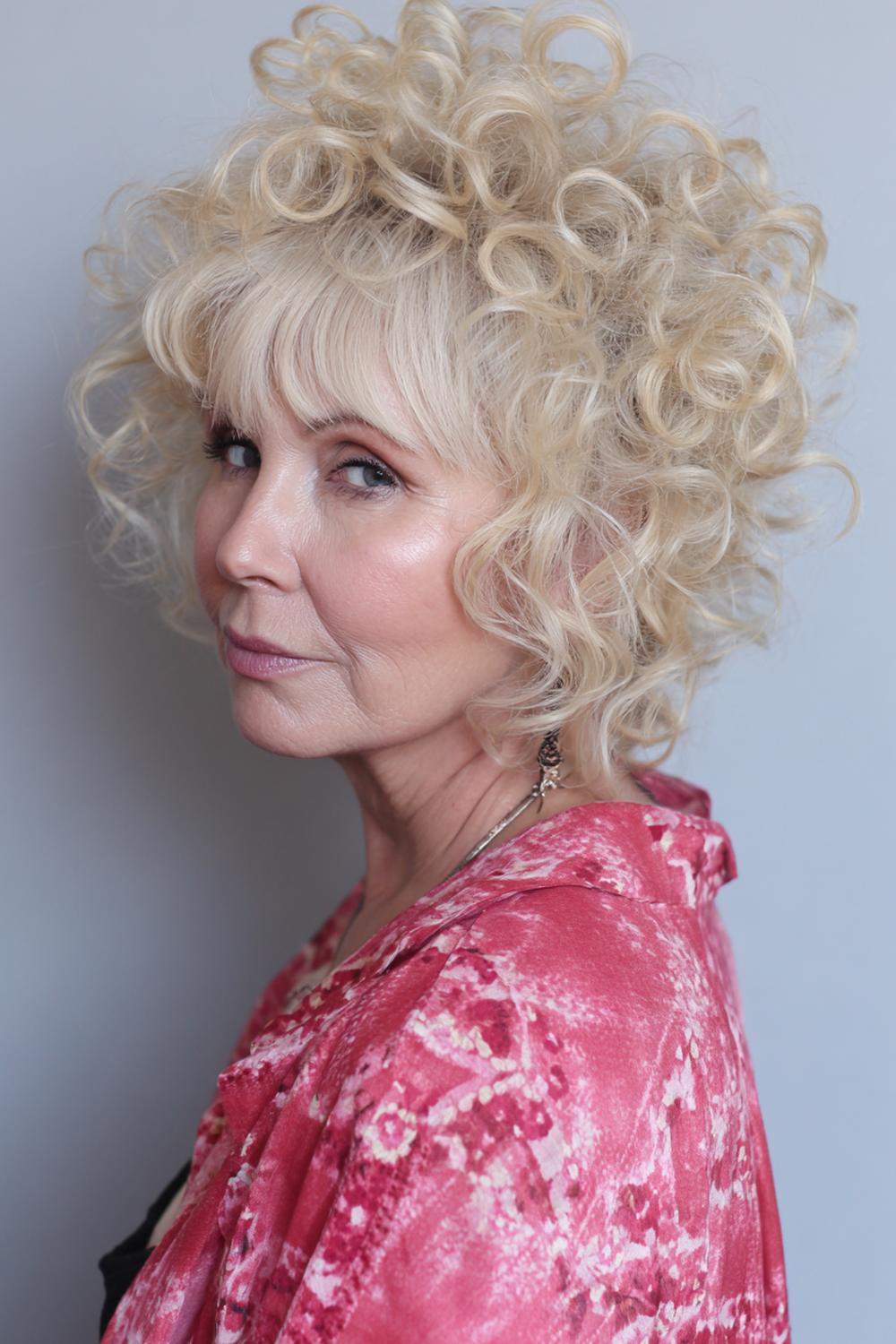 9. Kapsel met pony voor 50 plus: krullende bob met curly pony en gedefinieerde ringlets