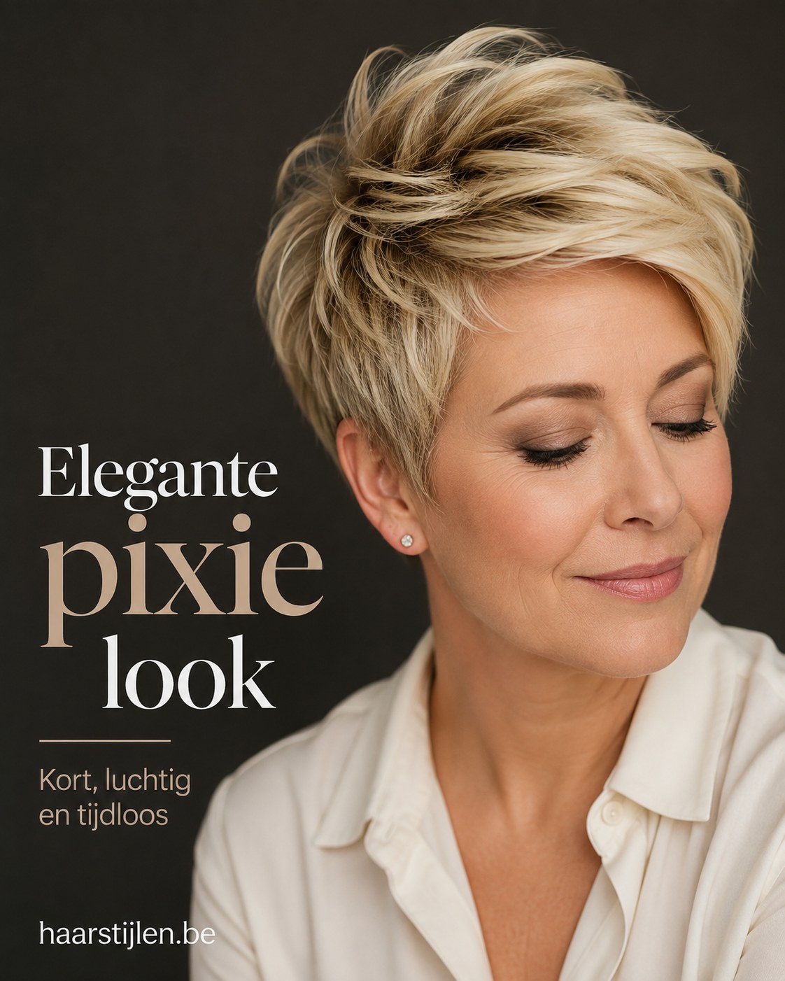 Elegante pixie look met luchtige laagjes, tijdloos voorbeeld van korte kapsels vrouwen 60 plus