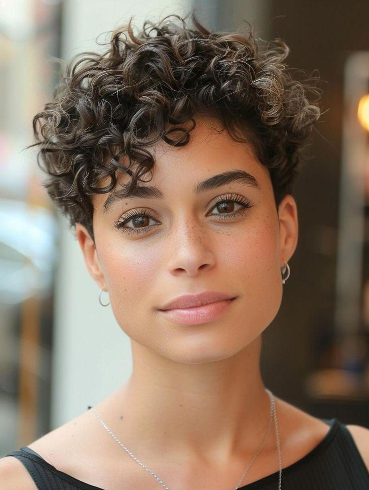 Korte pixie cut met krullend haar
