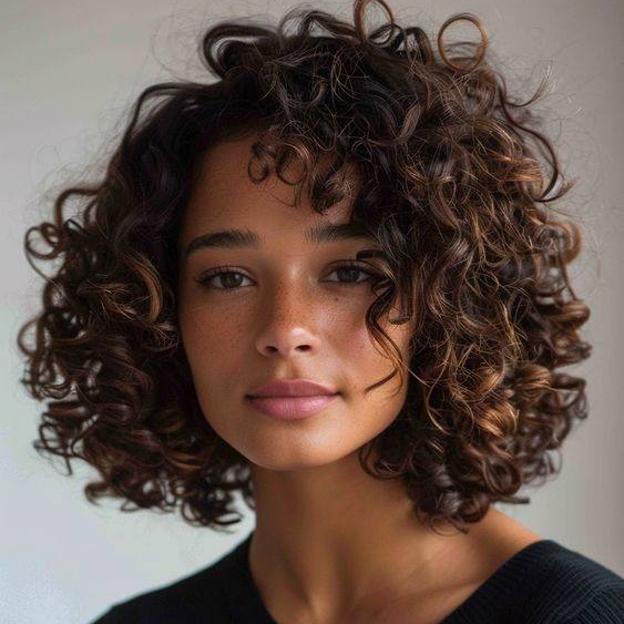 Krullend natuurlijk kapsel vrouw