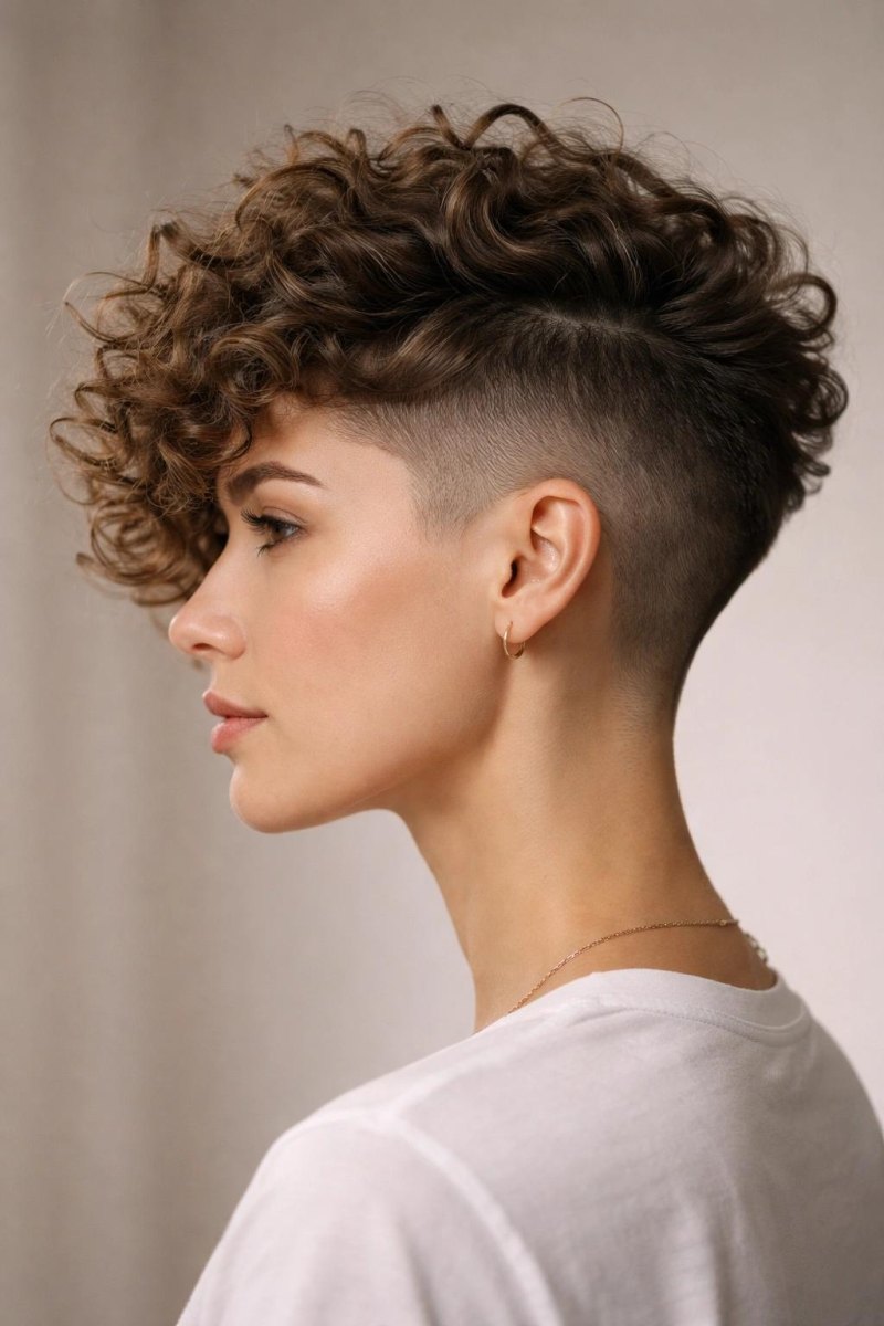 Stoere undercut met krullen