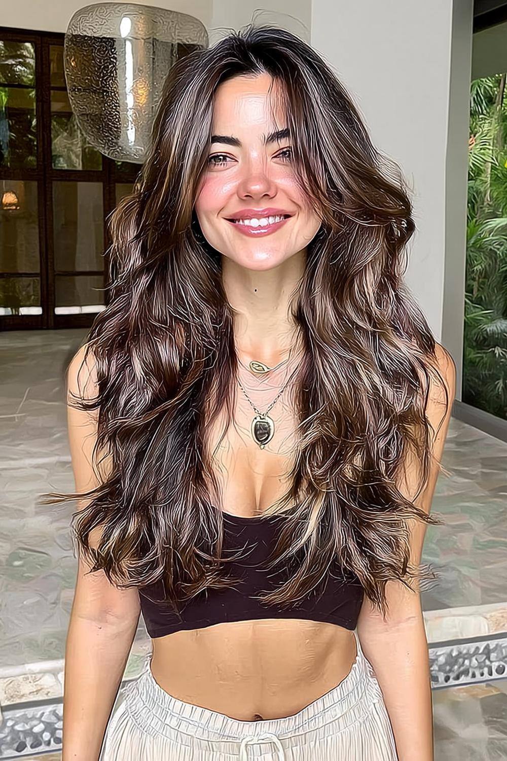 Natuurlijke brunette met highlights