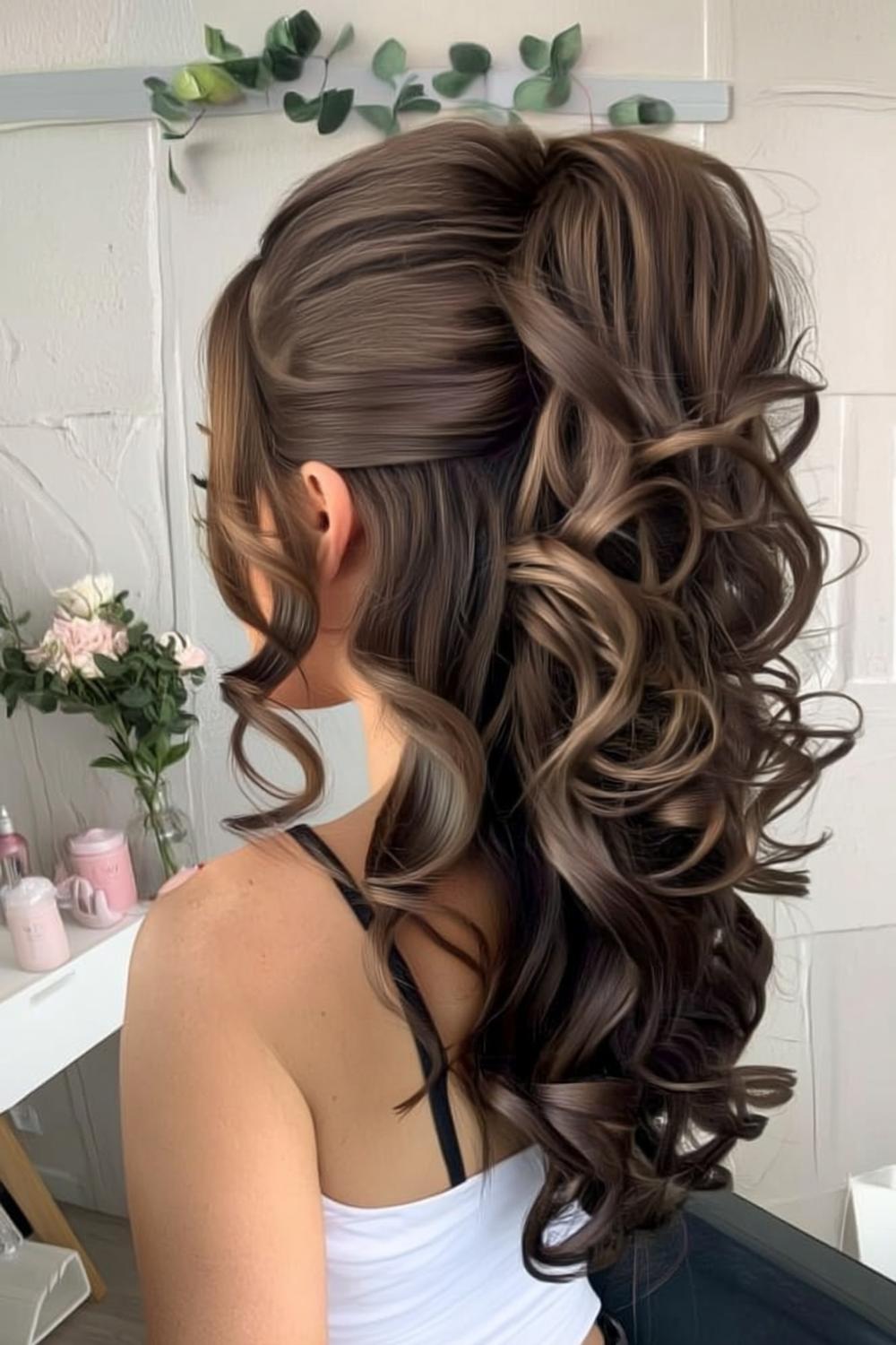 Romantische krullen half opgestoken