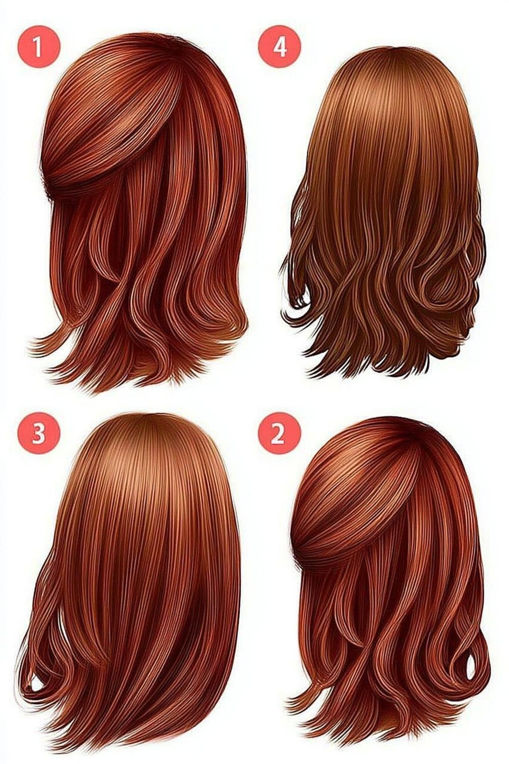 Vier roodbruine variaties