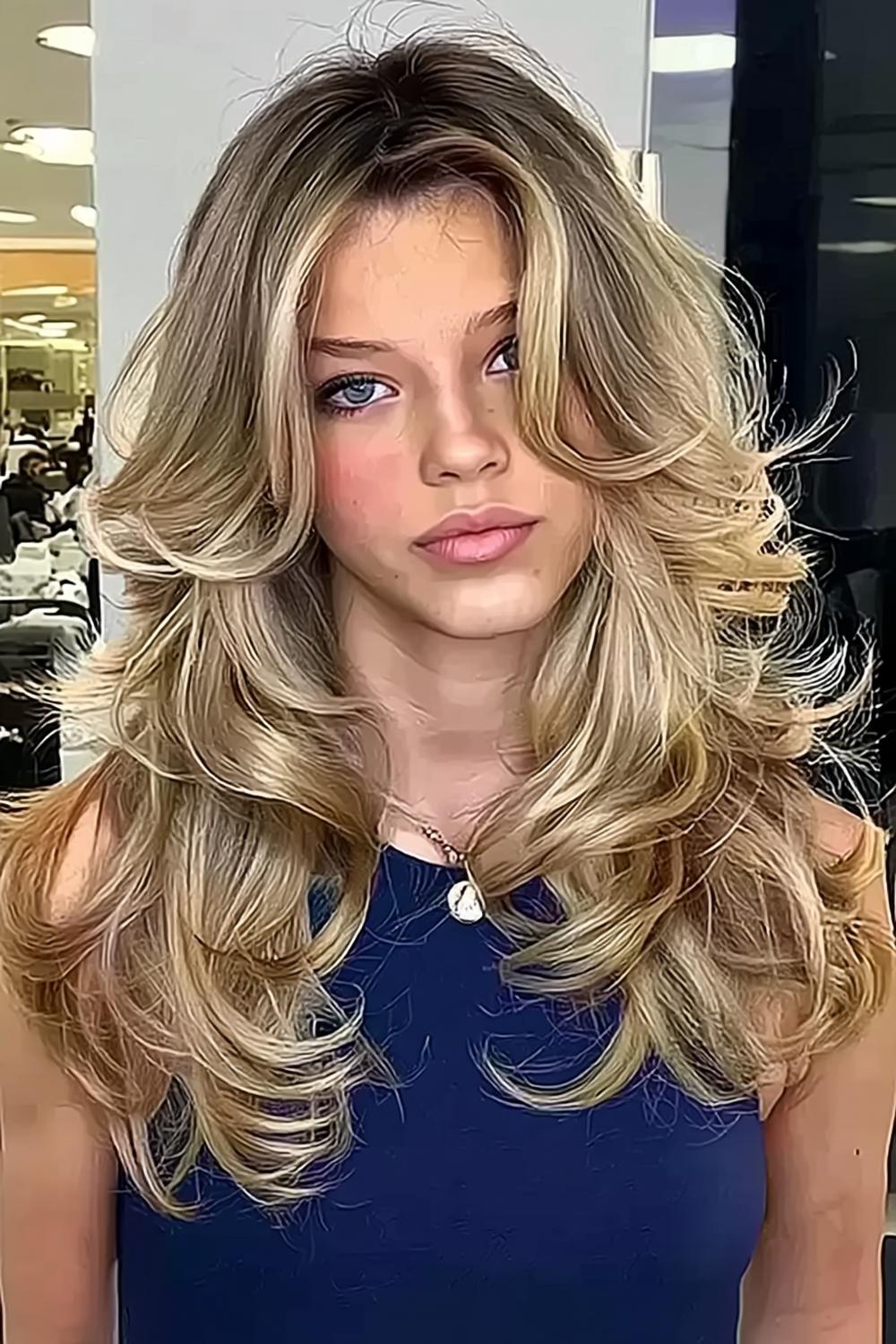 Volumineuze blonde krullen