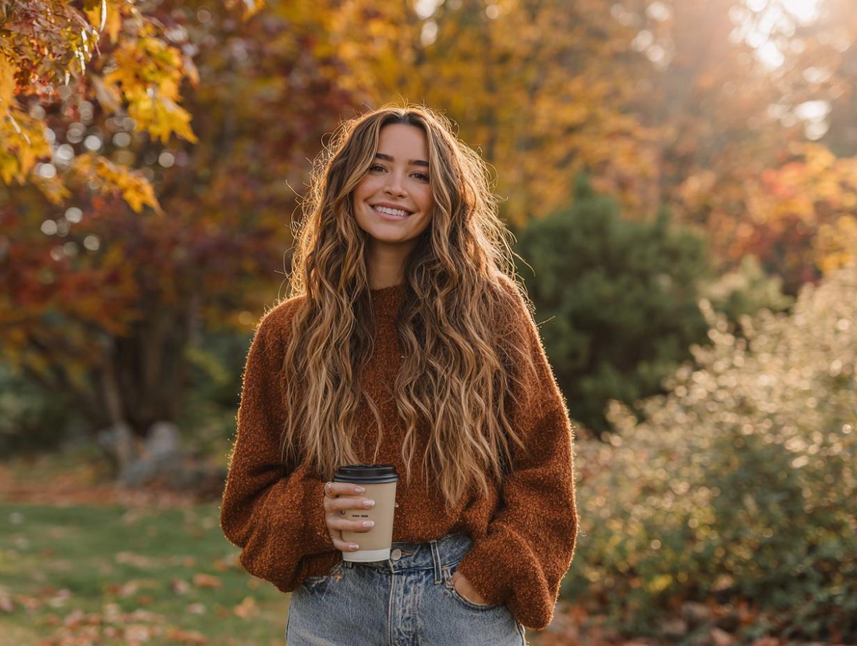 Lange golven met natuurlijke herfsttextuur