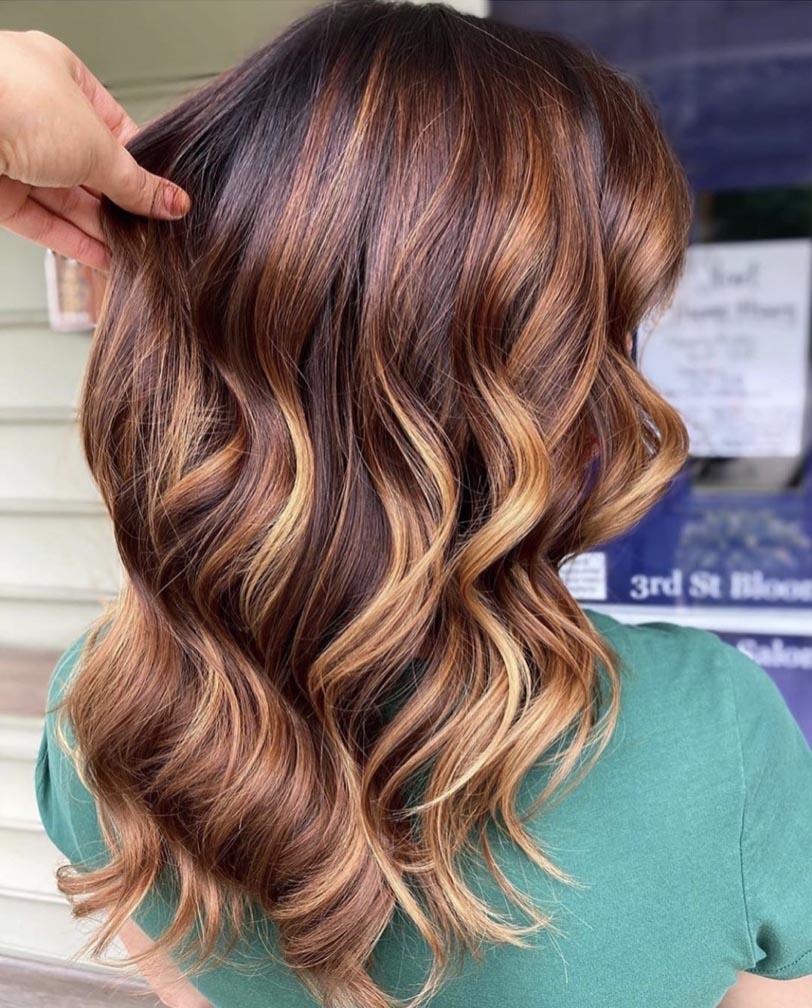 mix herfsttinten balayage highlights