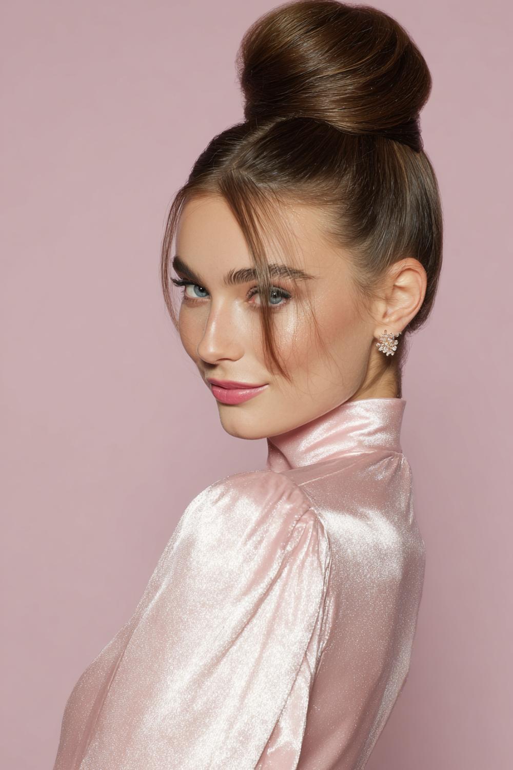 6. Moderne Haar Looks 2026 met sculpted bun en spiegelglans