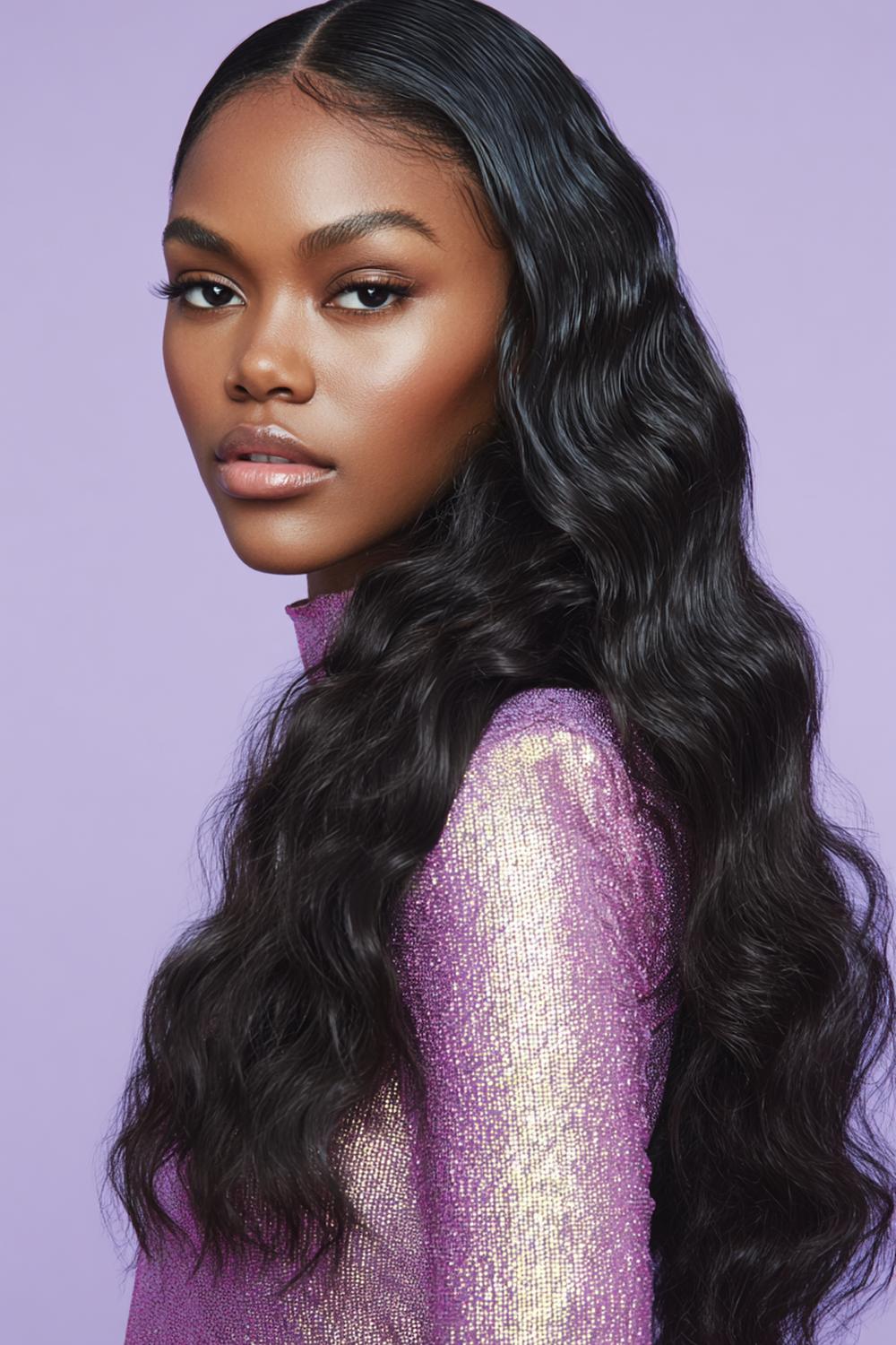 9. Moderne Haar Looks 2026 met wet-look waves en glanzende scheiding