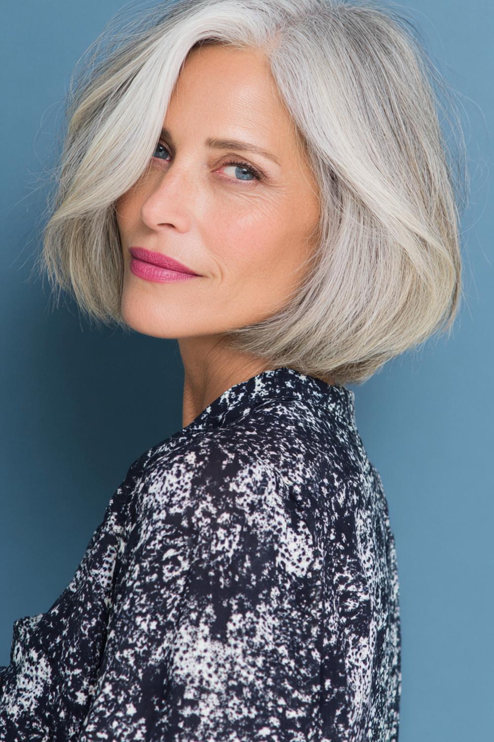 1. Moderne kapsels voor 50 plussers: kinlange bob met zachte face-framing lagen