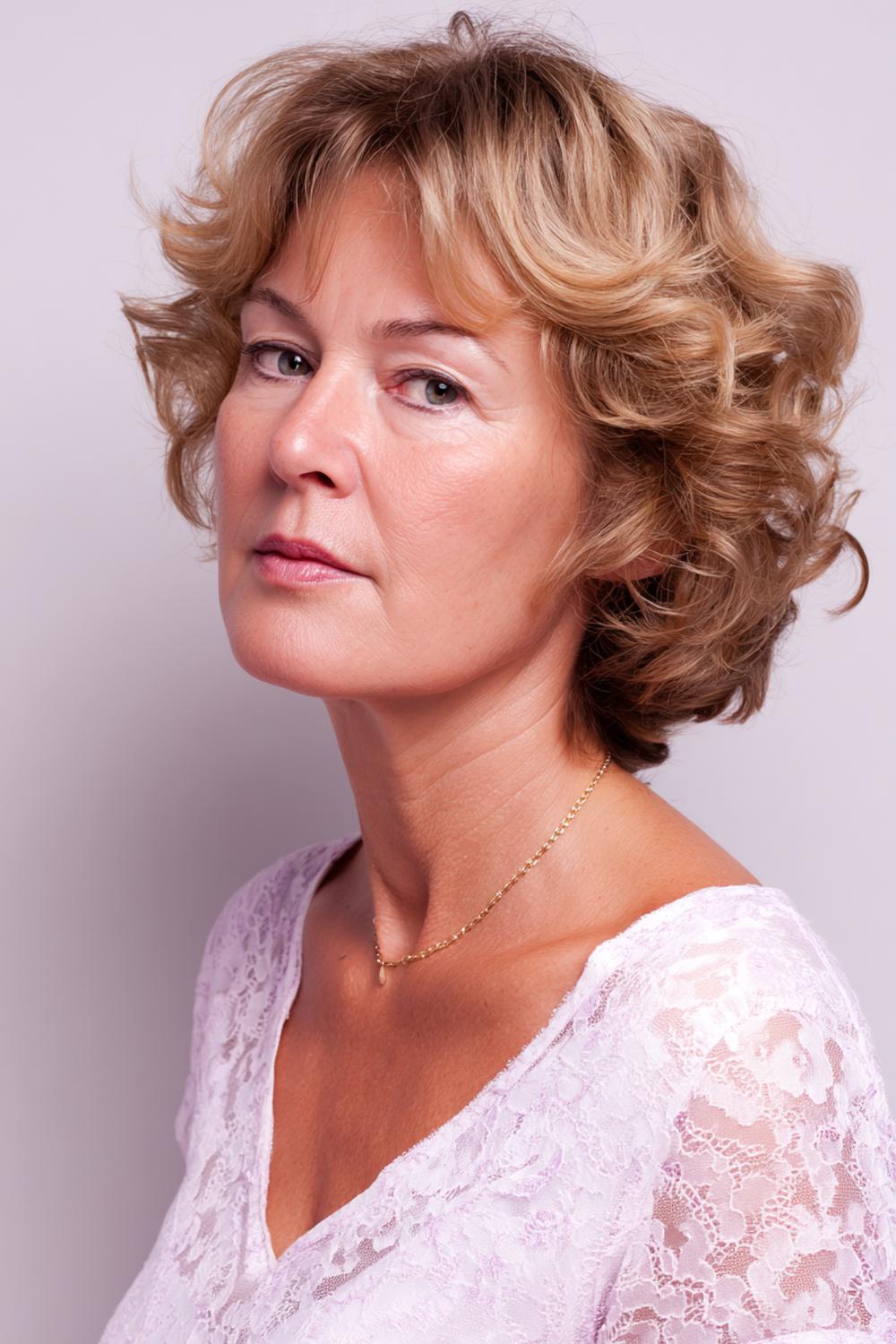 15. Moderne kapsels voor 50 plussers: krullende bob met gedefinieerde ringlets en zachte lagen