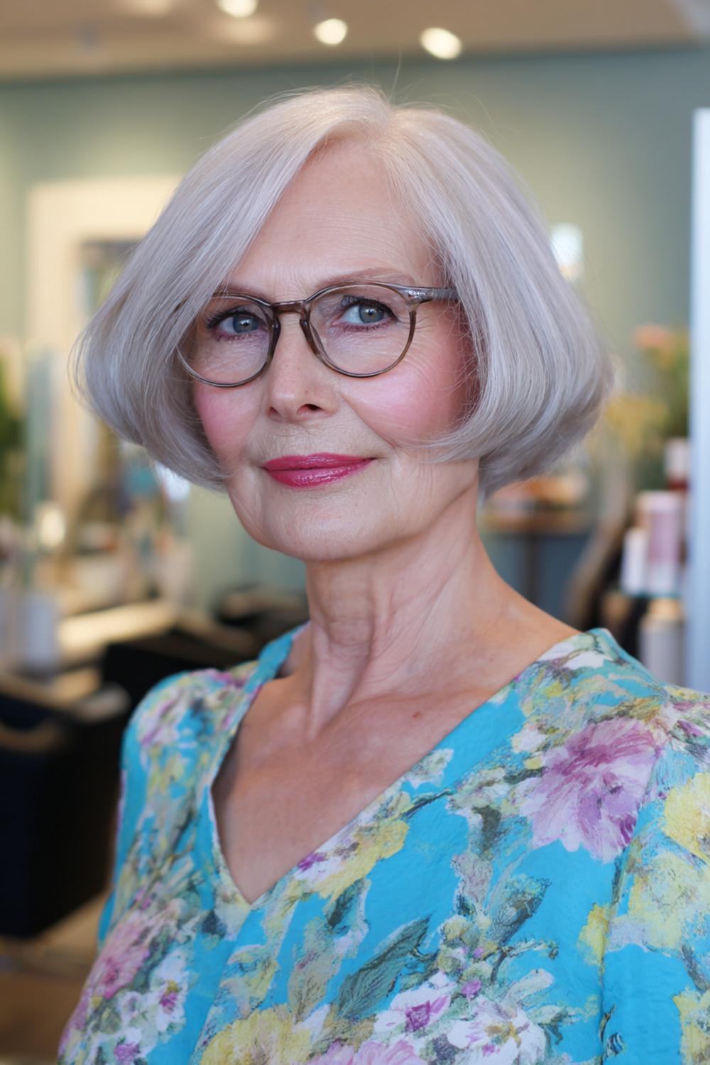 17. Moderne kapsels voor 50 plussers: strakke bob met glazen glans en kaakaccent