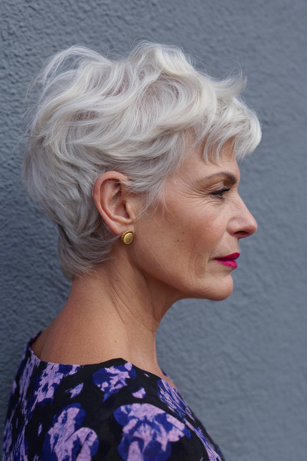 21. Moderne kapsels voor 50 plussers: korte coupe met sculpted waves en zijscheiding