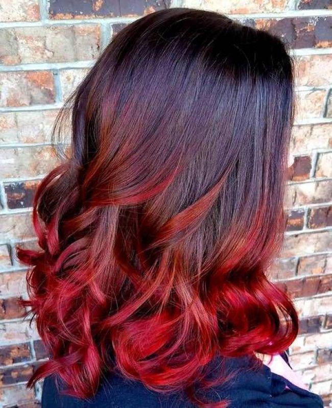 Moderne rode ombre haarstijl