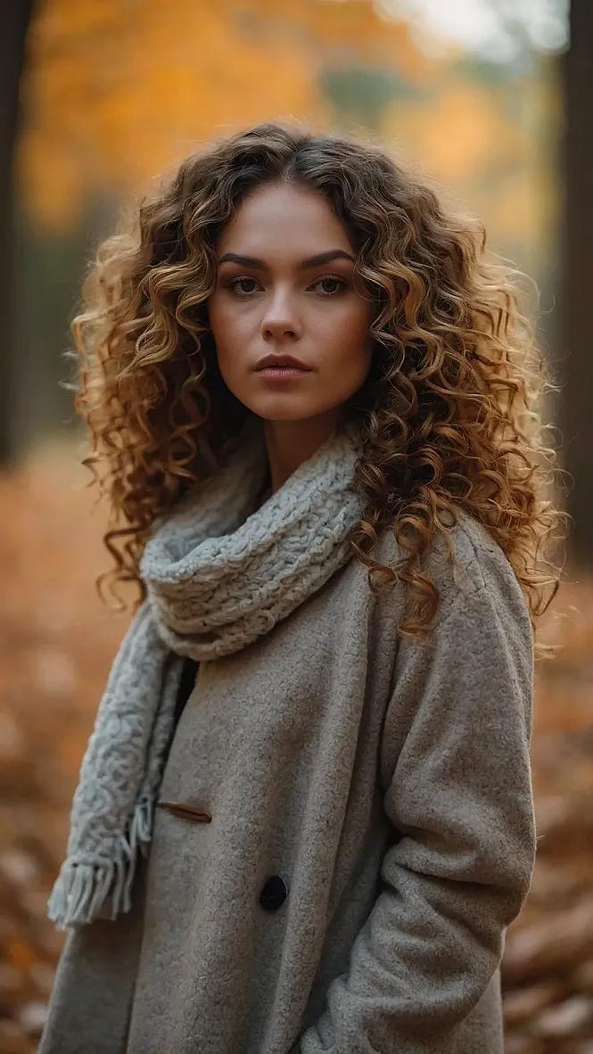 Natuurlijke krullen met herfststijl
