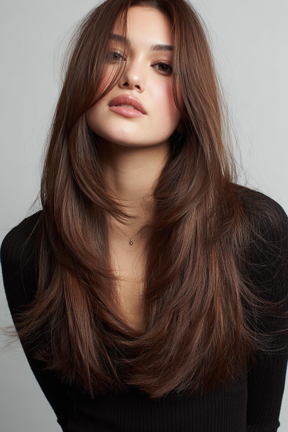 6. Nieuwe Haarstijlen 2026: Lange lagen met ‘air-cut’ beweging en face-framing