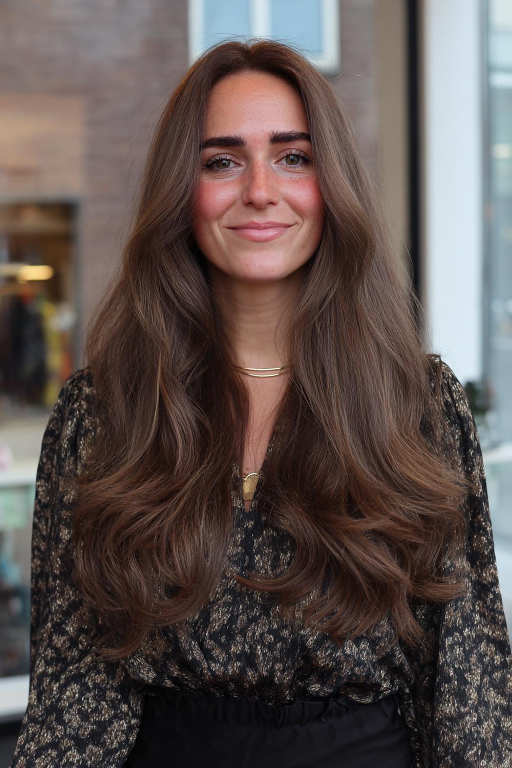 7. Nieuwe Haarstijlen 2026: Vlinderlagen met volumineuze blowout en zachte eindkrul