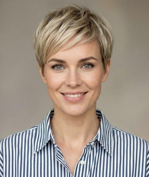 Onderhoudsvriendelijke pixie cut vrouw