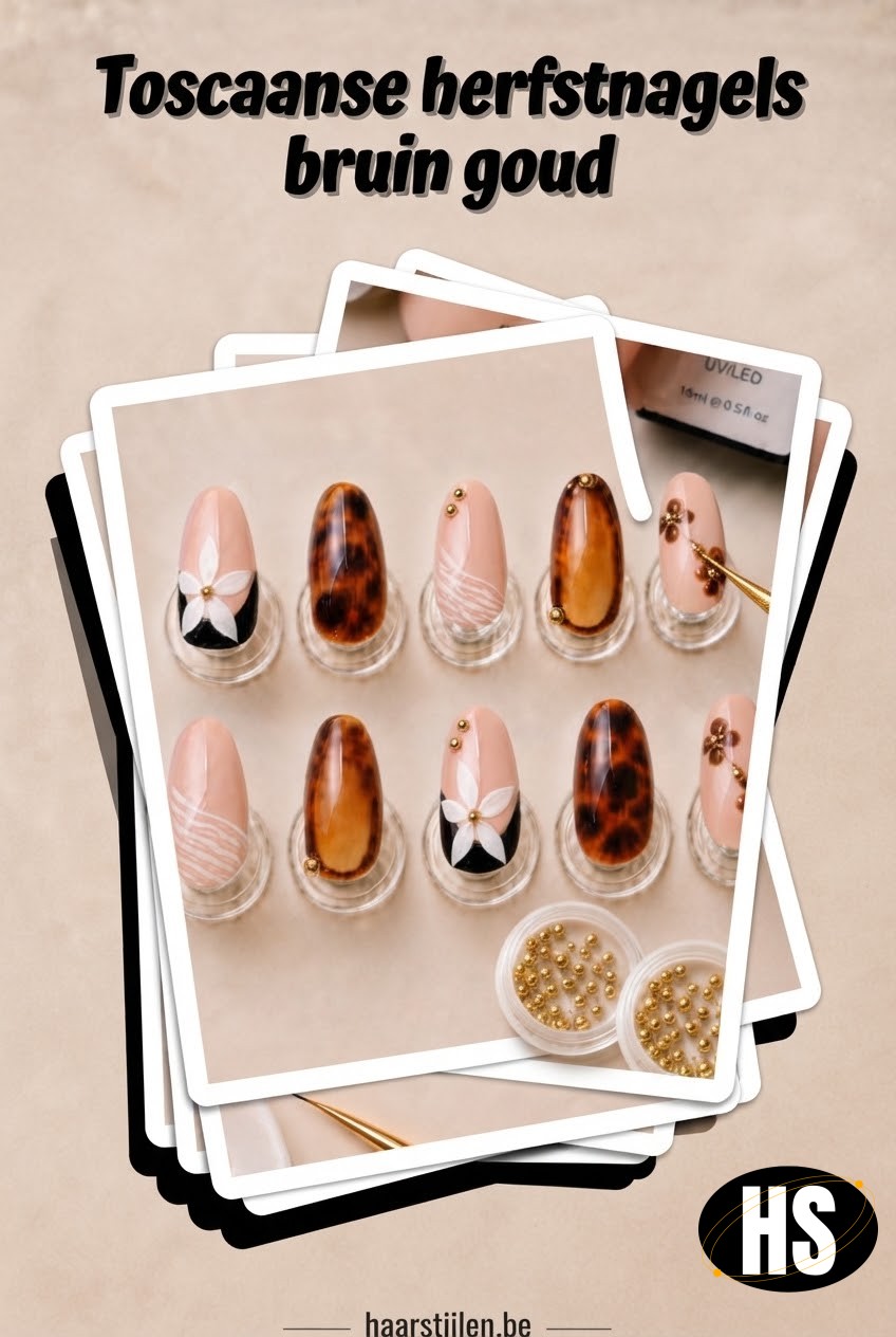 Toscaanse herfstnagels bruin goud
