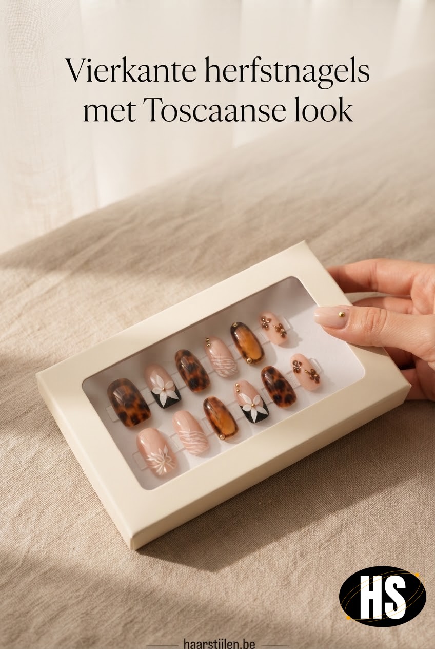 Vierkante herfstnagels met Toscaanse look