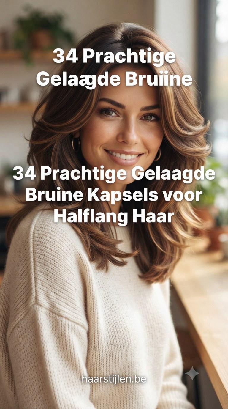 34 Prachtige Gelaagde Bruine Kapsels voor Halflang Haar