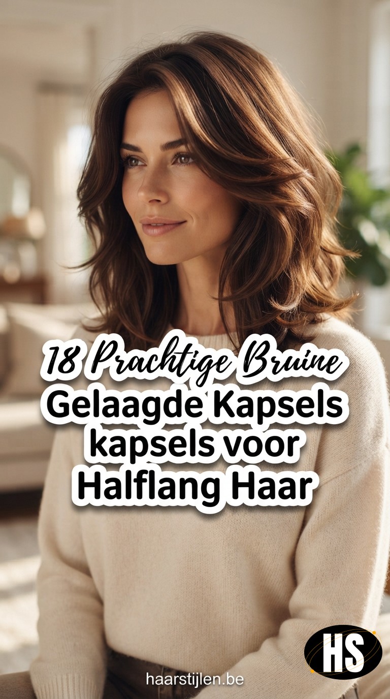 18 Prachtige Bruine Gelaagde Kapsels voor Halflang Haar