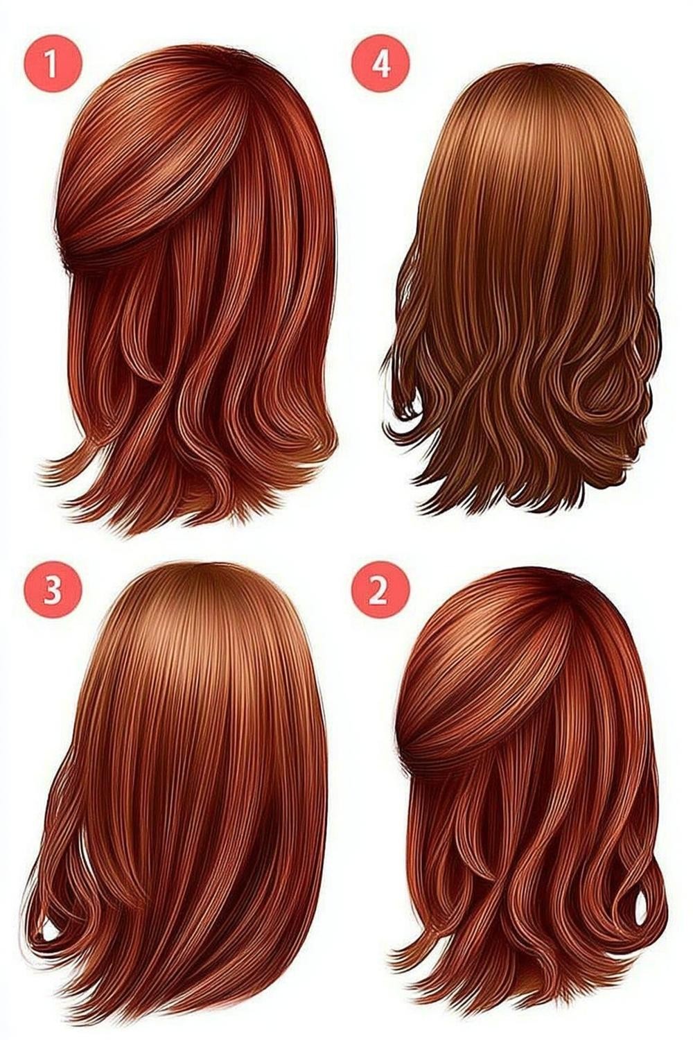 Vier roodbruine variaties