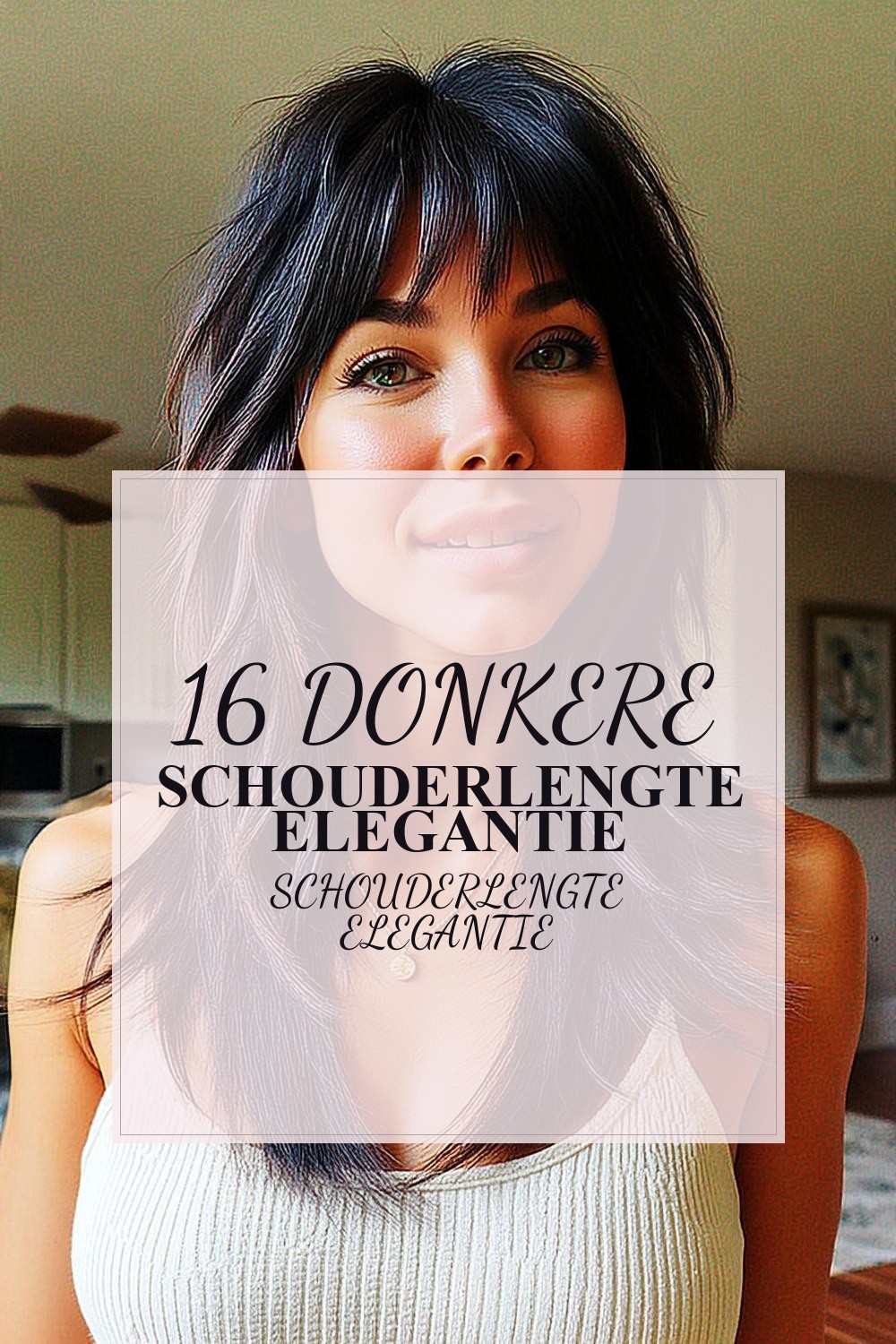 Donkere Schouderlengte Elegantie