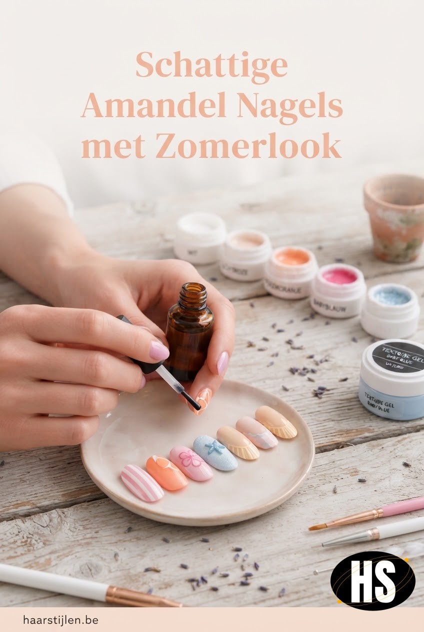 Schattige Amandel Nagels met Zomerlook