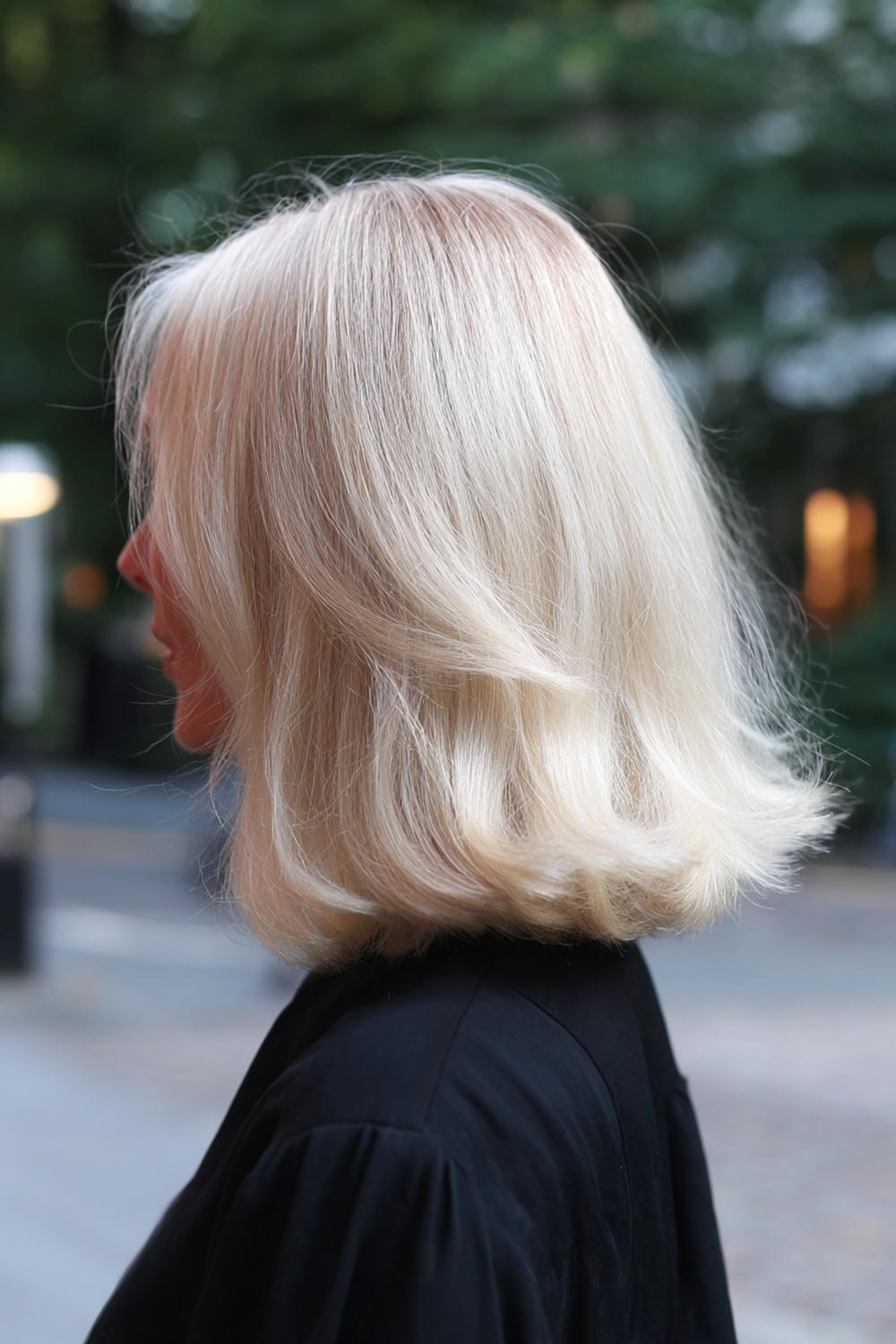 10. Haar: romige vanilleblonde lob met zachte binnenwaartse slag