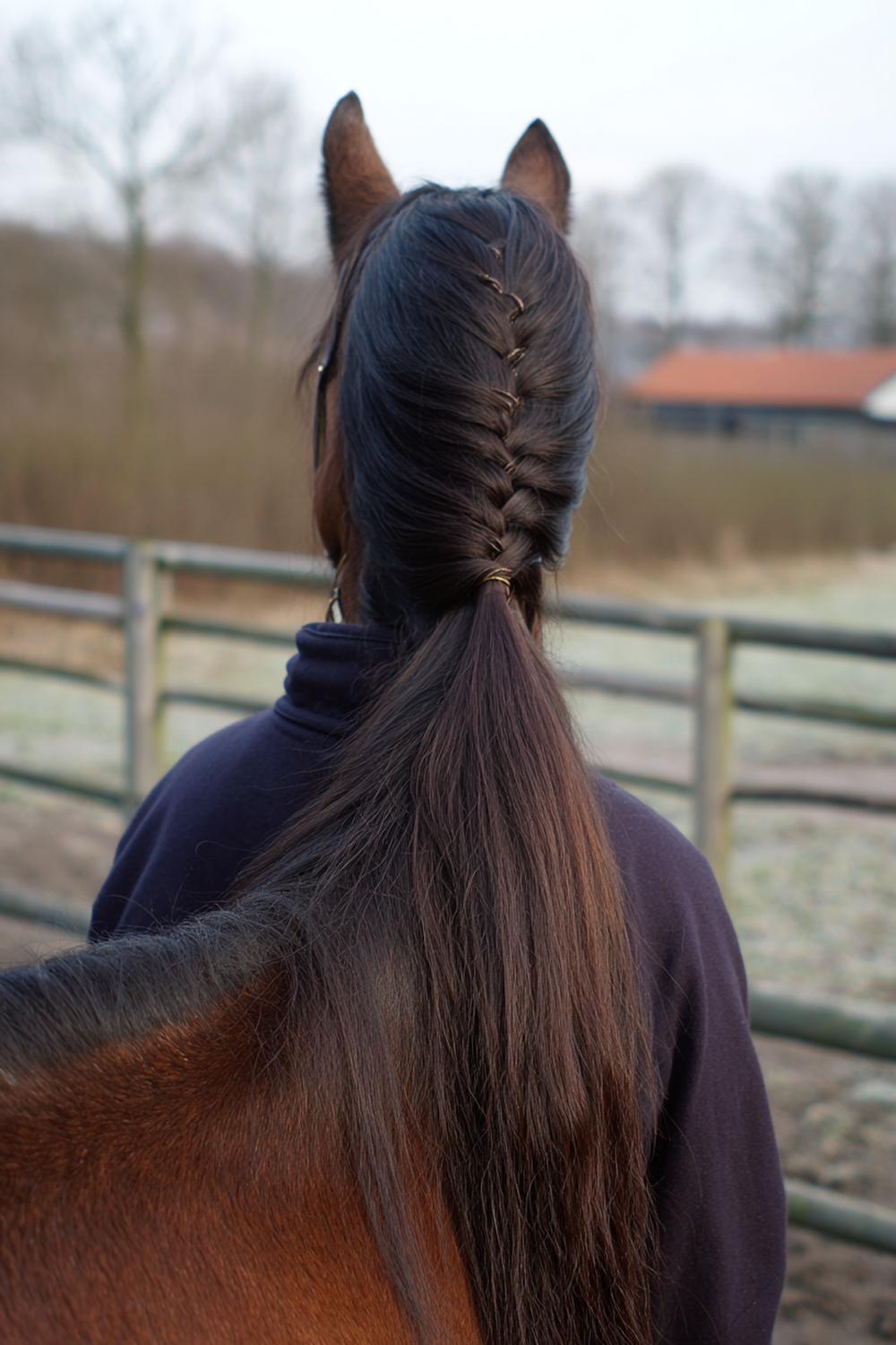 13. Haar: hoge paardenstaart met gelde aanzet en lintdetail