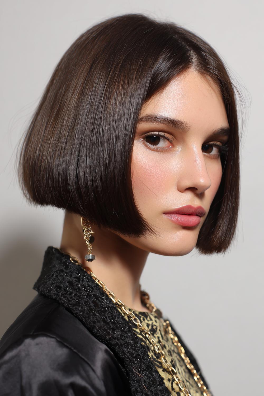 9. Populaire Kapsels 2026: Italiaanse Bob Kapsel met Volle Puntlijn en Glans