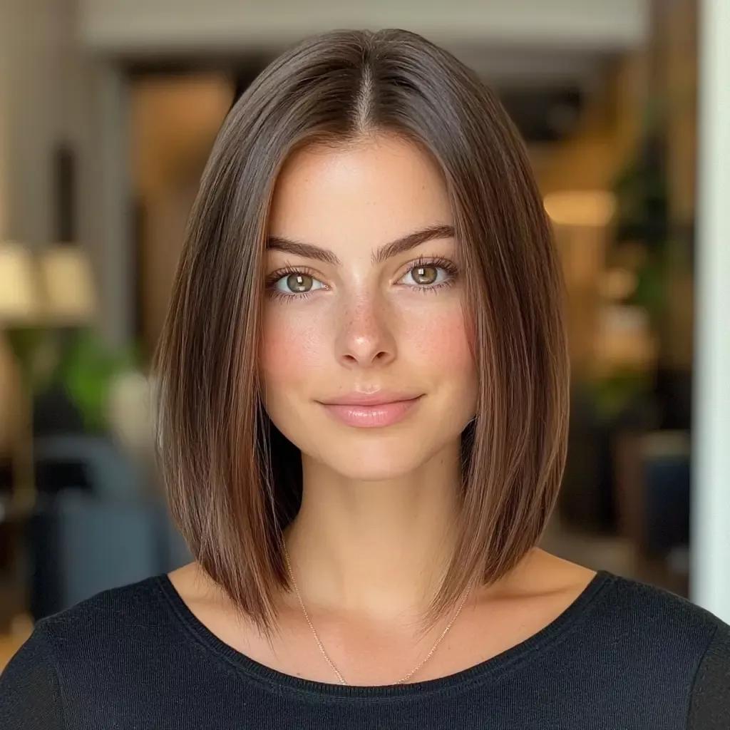 Recht halflang blond haar met gladde middenscheiding