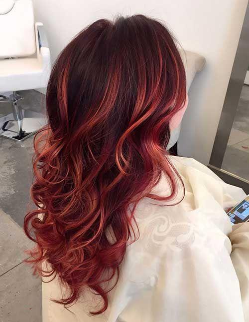 Rode balayage zachte overgang